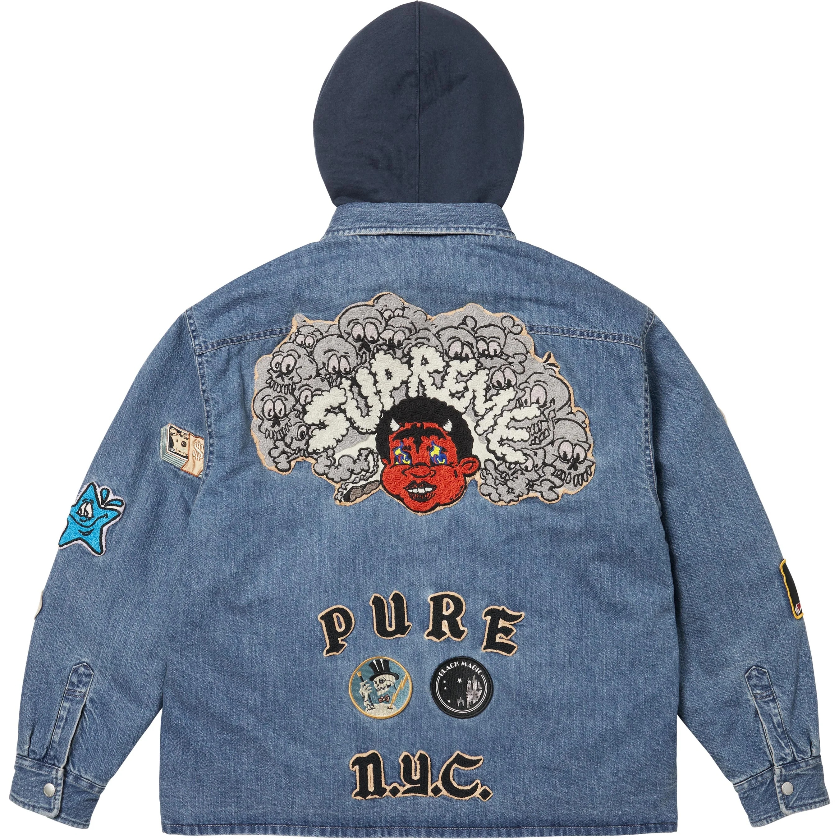 Patches Hooded Zip Up Shirt view 6
